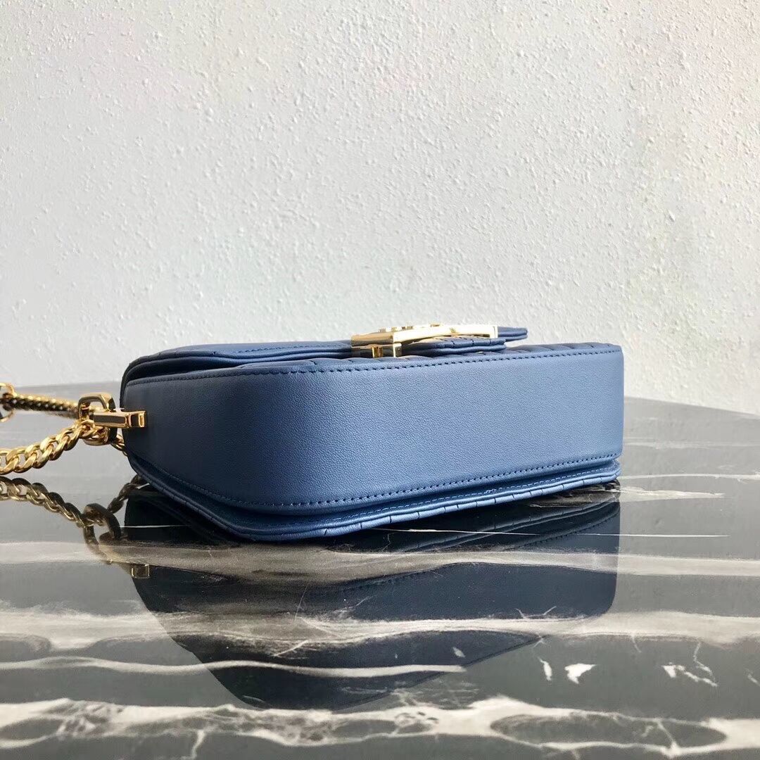 Prada Diagramme leather shoulder bag 1BD217 blue