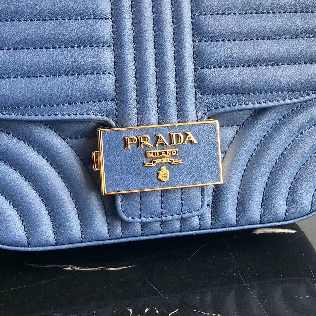 Prada Diagramme leather shoulder bag 1BD217 blue