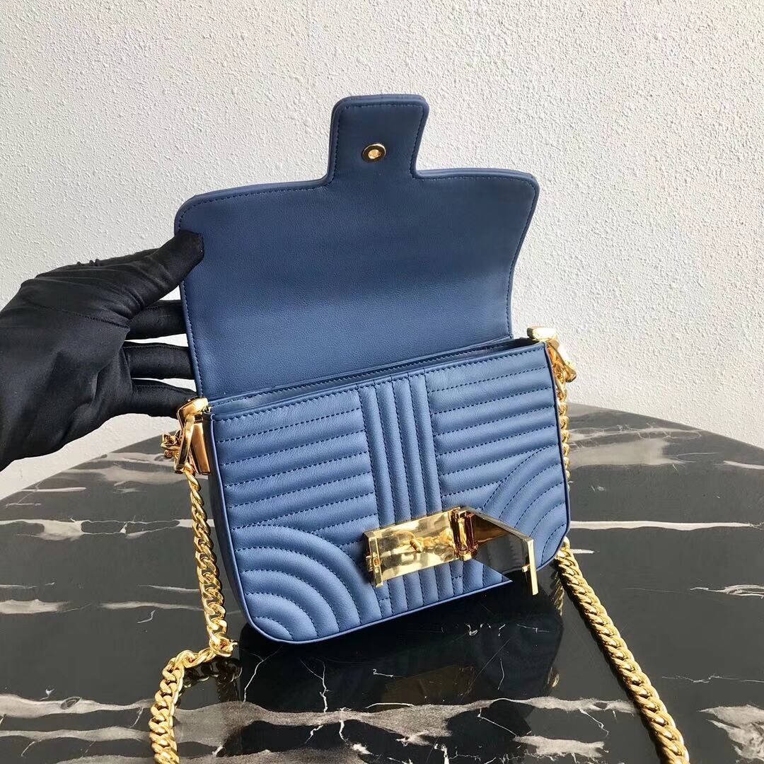 Prada Diagramme leather shoulder bag 1BD217 blue
