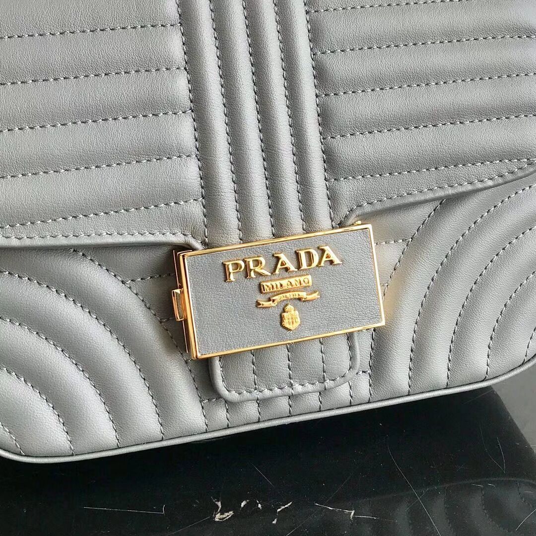 Prada Diagramme leather shoulder bag 1BD217 grey