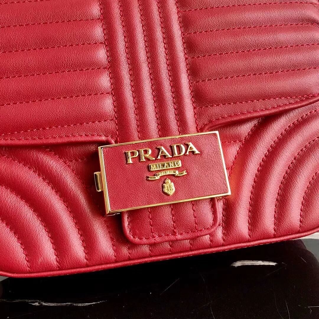 Prada Diagramme leather shoulder bag 1BD217 red