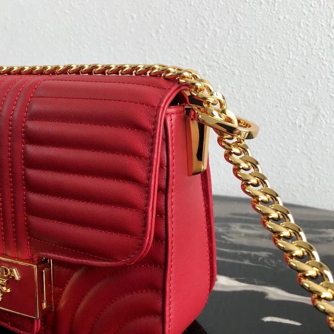 Prada Diagramme leather shoulder bag 1BD217 red