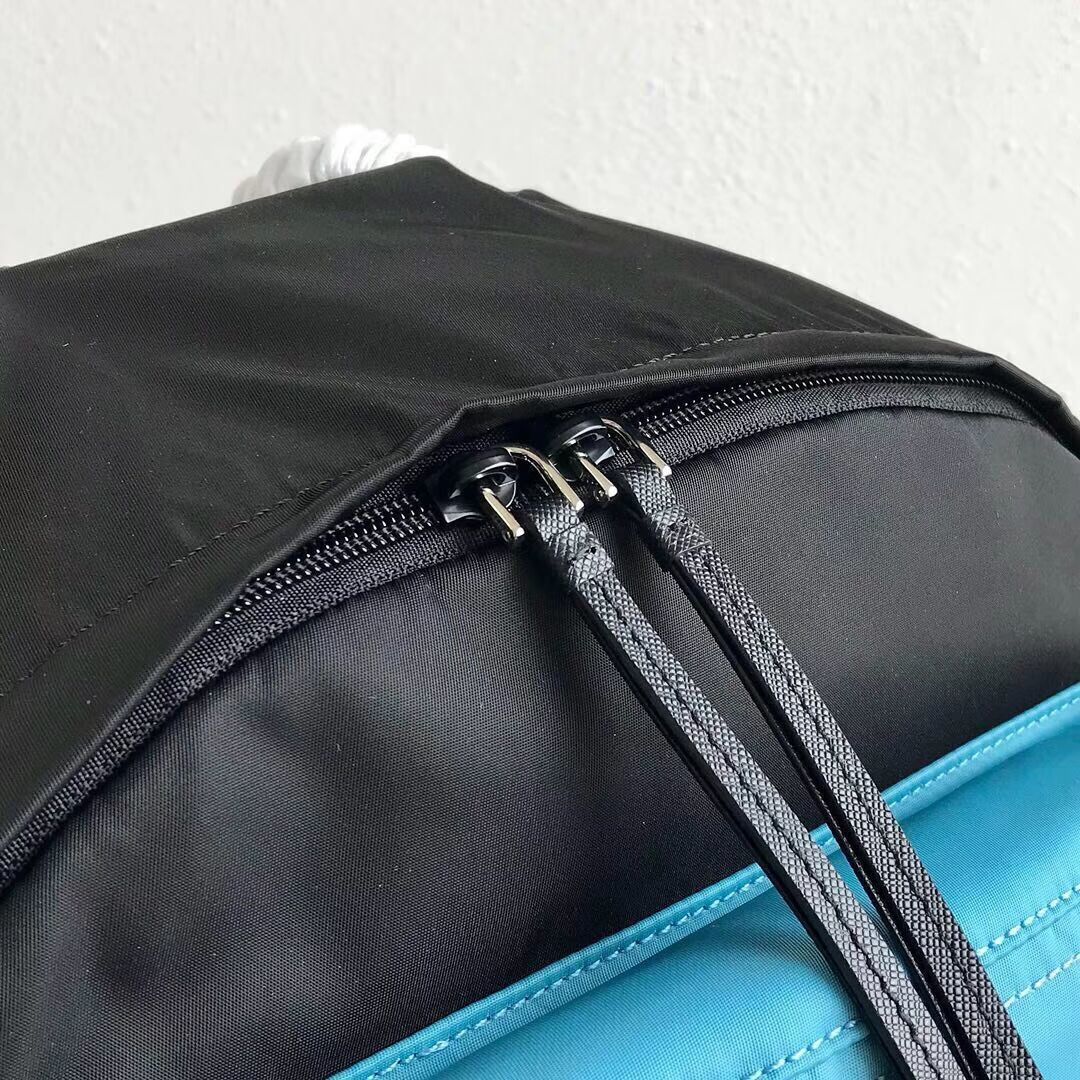 Prada Printed technical fabric backpack 2VZ025 black&blue
