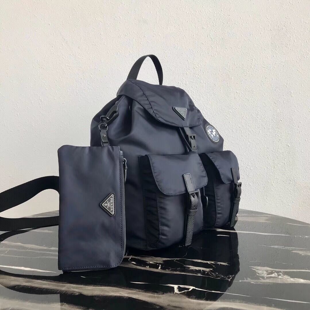 Prada Re-Nylon backpack 1BZ811 black&grey