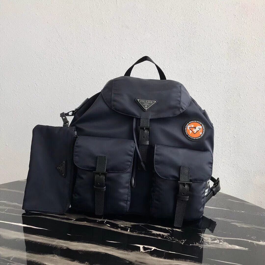 Prada Re-Nylon backpack 1BZ811 black&orange