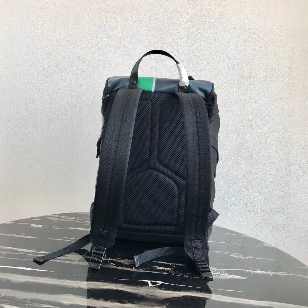 Prada Technical fabric and leather backpack 2VZ135 black&green
