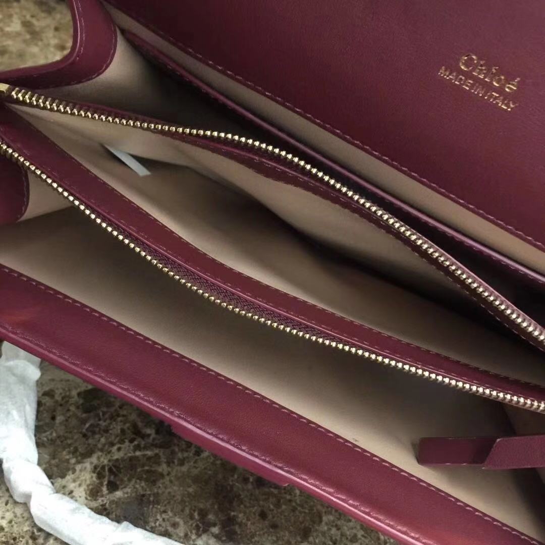 Chloe Original Calfskin Leather Bag 3S068 Burgundy