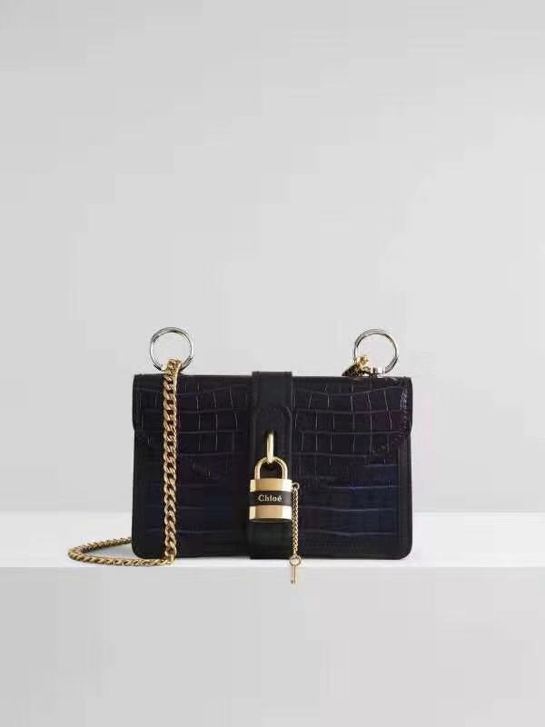 Chloe Original Crocodile skin Leather Bag 3S068 Black