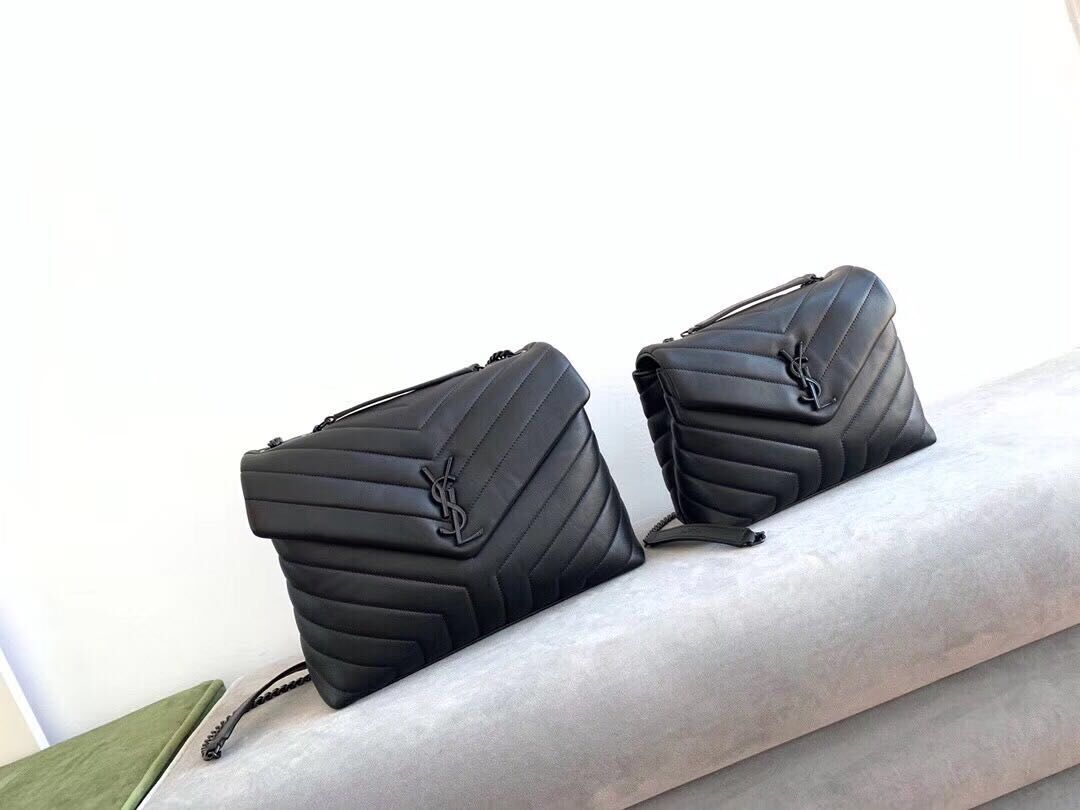 Yves Saint Laurent Calfskin Leather Tote Bag Black 464699 Black hardware