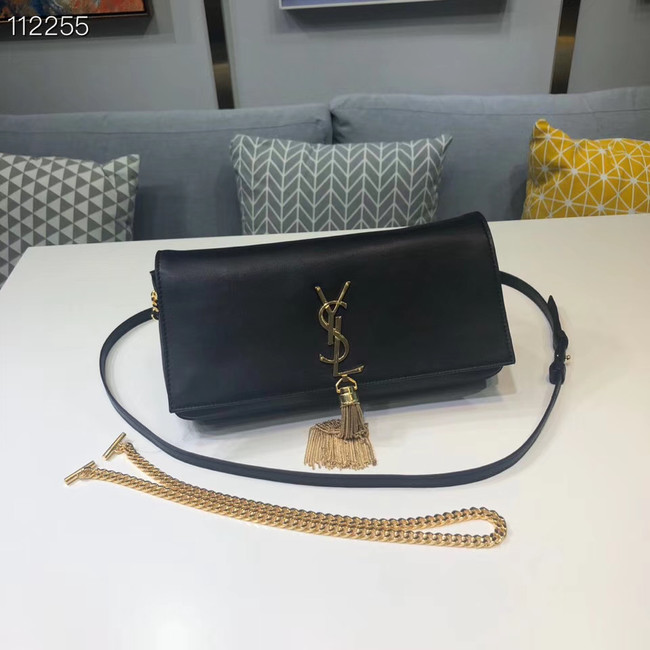 Yves Saint Laurent Calfskin Leather Shoulder Bag 604276 black