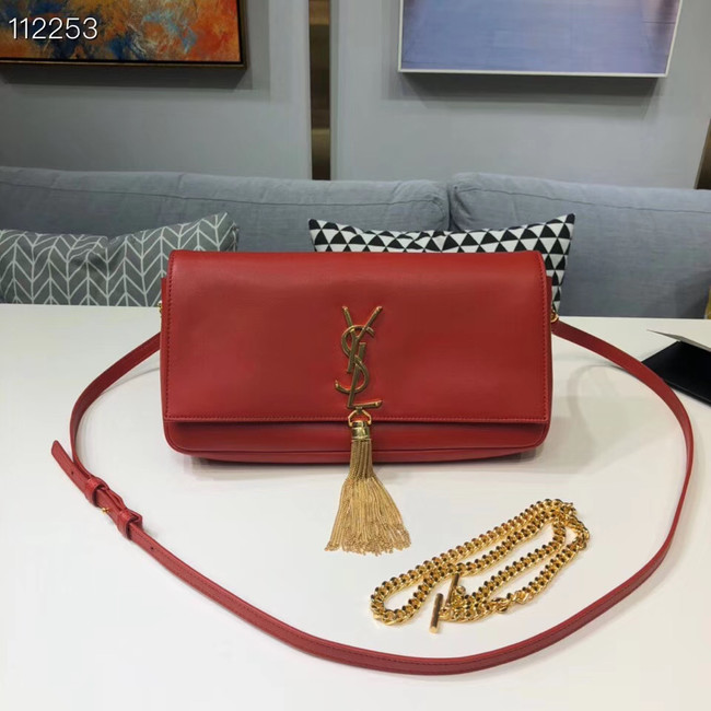 Yves Saint Laurent Calfskin Leather Shoulder Bag 604276 red