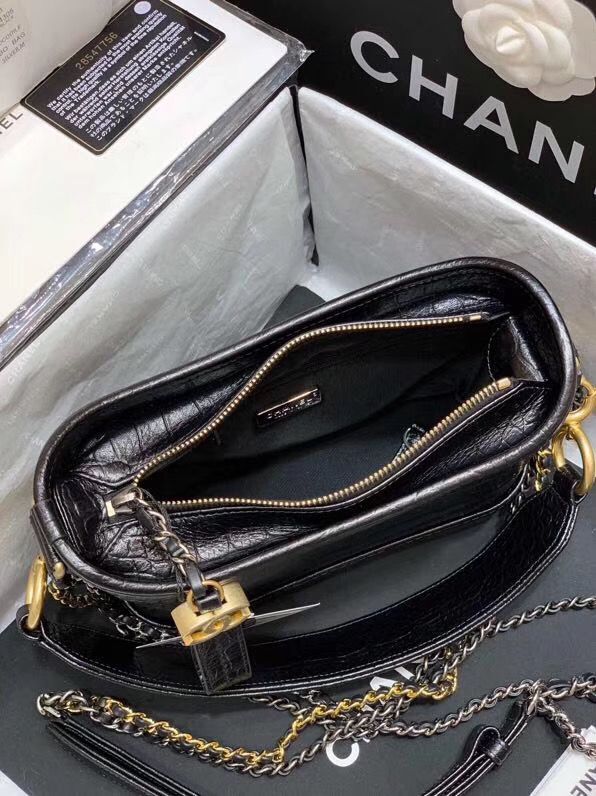 Chanel Gabrielle Hobo Original Crocodile Leather Bag A93824 Black