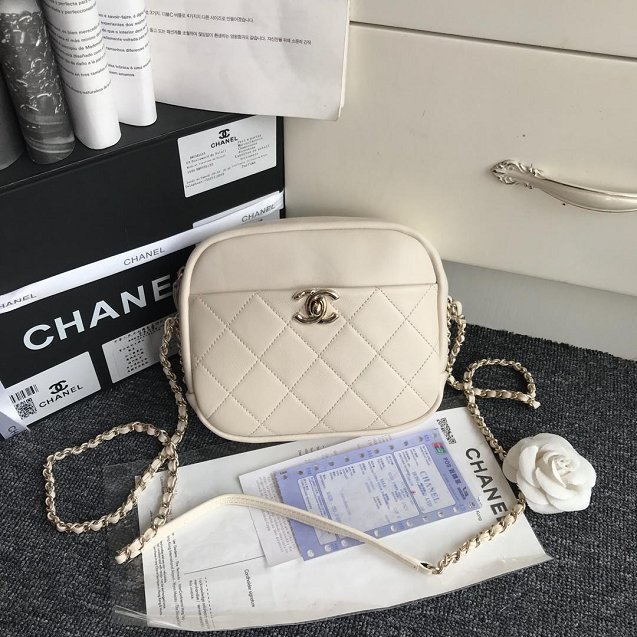 Chanel Original Calfskin Leather Camera Case AS0137 White