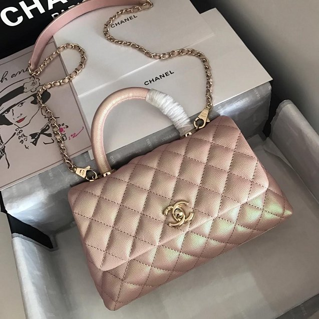 Chanel Small Flap Bag with Top Handle A92990 Light Pink