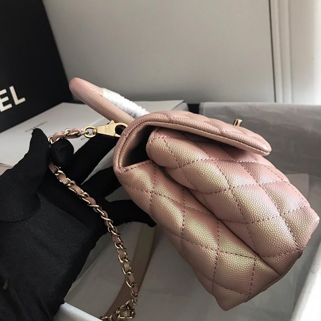 Chanel Small Flap Bag with Top Handle A92990 Light Pink