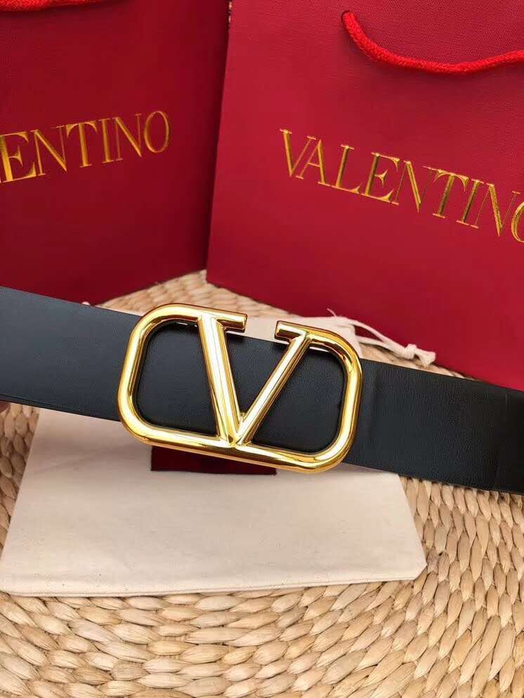 Valentino Leather Belt 3369 black wide 7.0CM