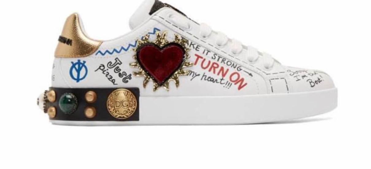 Dolce & Gabbana Heart Graffiti Sneakers DG6598 White