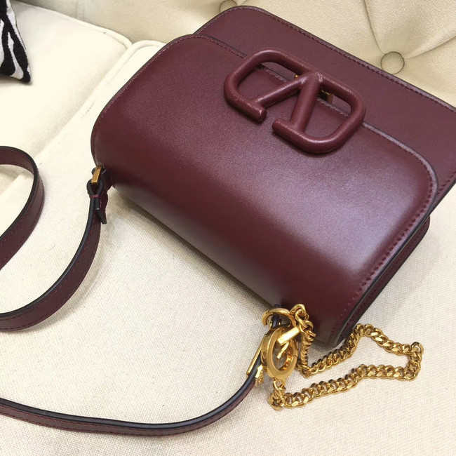 VALENTINO VLOCK Origianl leather shoulder bag 0906 Burgundy