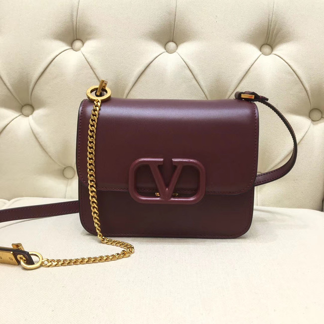 VALENTINO VLOCK Origianl leather shoulder bag 0906 Burgundy