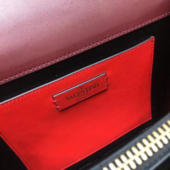 VALENTINO VLOCK Origianl leather shoulder bag 0908 Burgundy