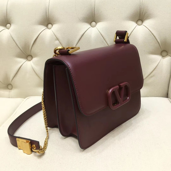 VALENTINO VLOCK Origianl leather shoulder bag 0908 Burgundy