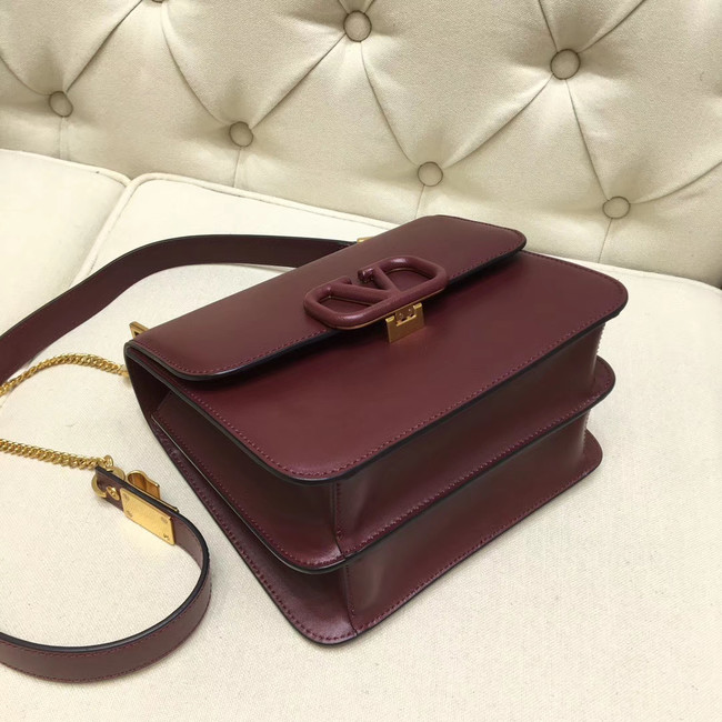 VALENTINO VLOCK Origianl leather shoulder bag 0908 Burgundy