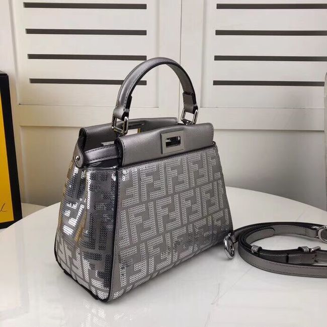 FENDI PEEKABOO ICONIC leather bag F0335 Silver