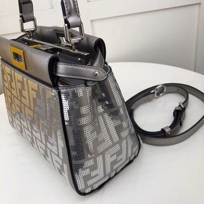 FENDI PEEKABOO ICONIC leather bag F0335 Silver