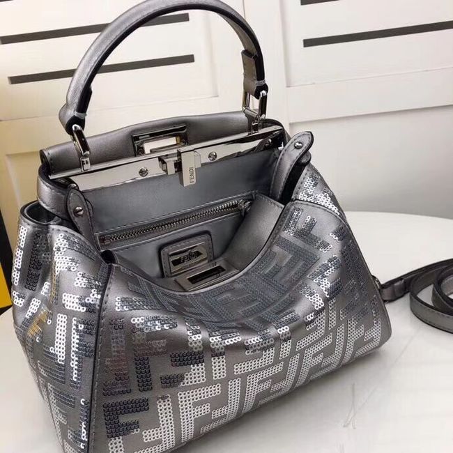 FENDI PEEKABOO ICONIC leather bag F0335 Silver