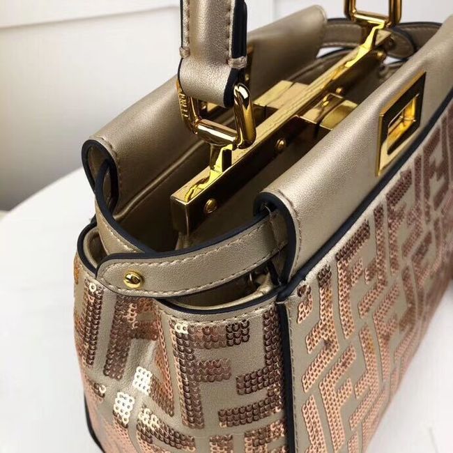 FENDI PEEKABOO ICONIC leather bag F0335 gold