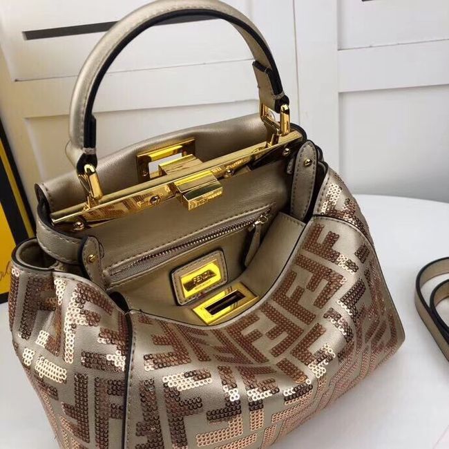 FENDI PEEKABOO ICONIC leather bag F0335 gold