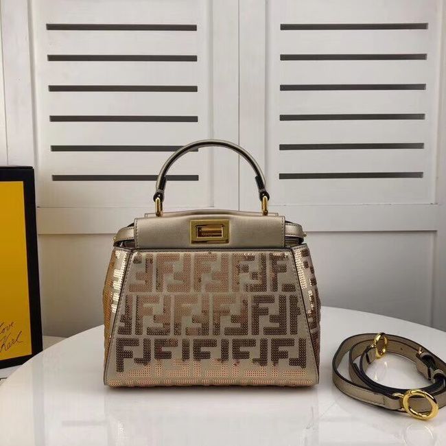 FENDI PEEKABOO ICONIC leather bag F0335 gold