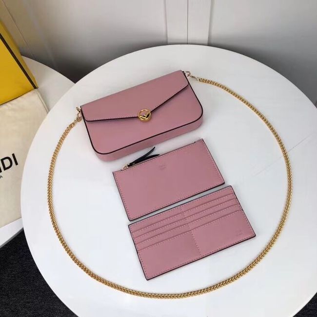 Fendi WALLET ON CHAIN WITH POUCHES leather mini-bag F0005  pink