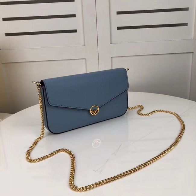 Fendi WALLET ON CHAIN WITH POUCHES leather mini-bag F0005 light blue