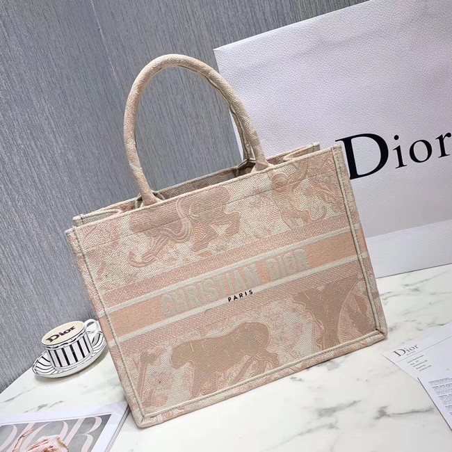 DIOR BOOK TOTE BAG IN EMBROIDERED CANVAS C1287 Beige