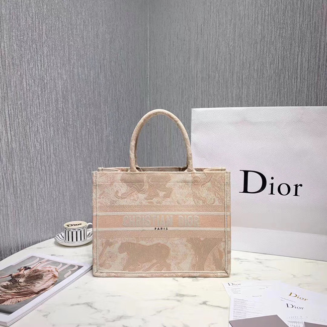 DIOR BOOK TOTE BAG IN EMBROIDERED CANVAS M929 Beige