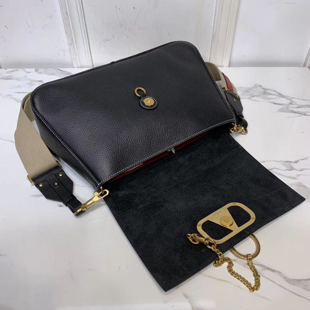 VALENTINO Origianl leather shoulder bag V0888 black