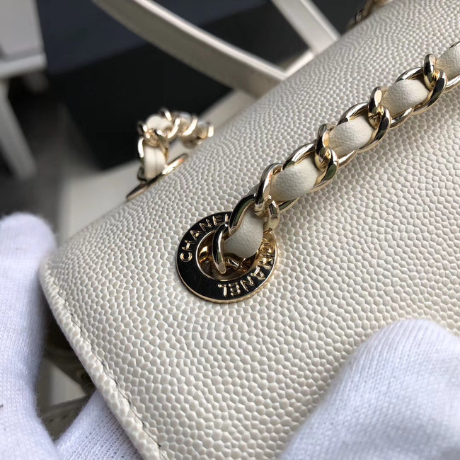 Chanel backpack Grained Calfskin & Gold-Tone Metal A57571 white