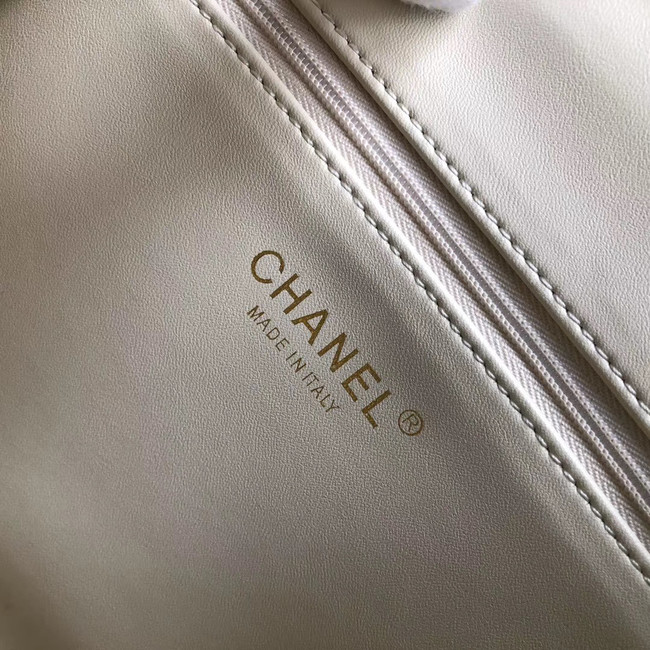 Chanel backpack Grained Calfskin & Gold-Tone Metal A57571 white