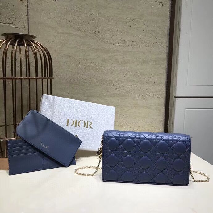 LADY DIOR Sheepskin WALLET C9025A blue