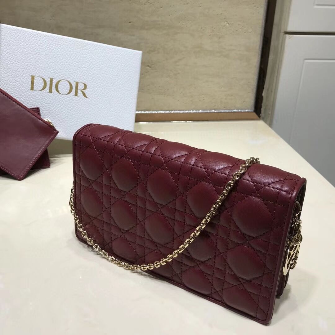 LADY DIOR Sheepskin WALLET C9025A Burgundy