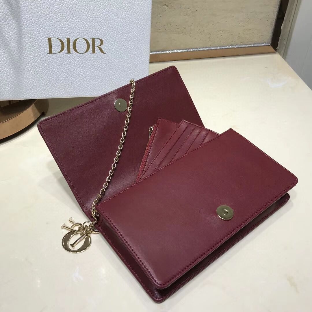 LADY DIOR Sheepskin WALLET C9025A Burgundy