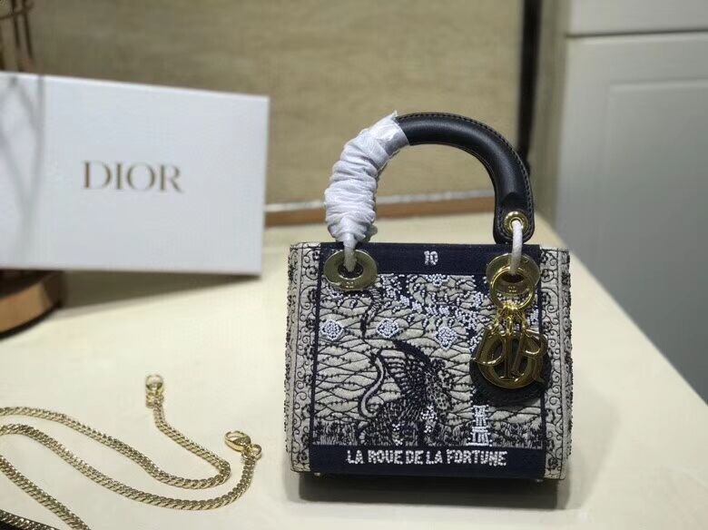 LADY DIOR embroidered cattle leather AD0168-1