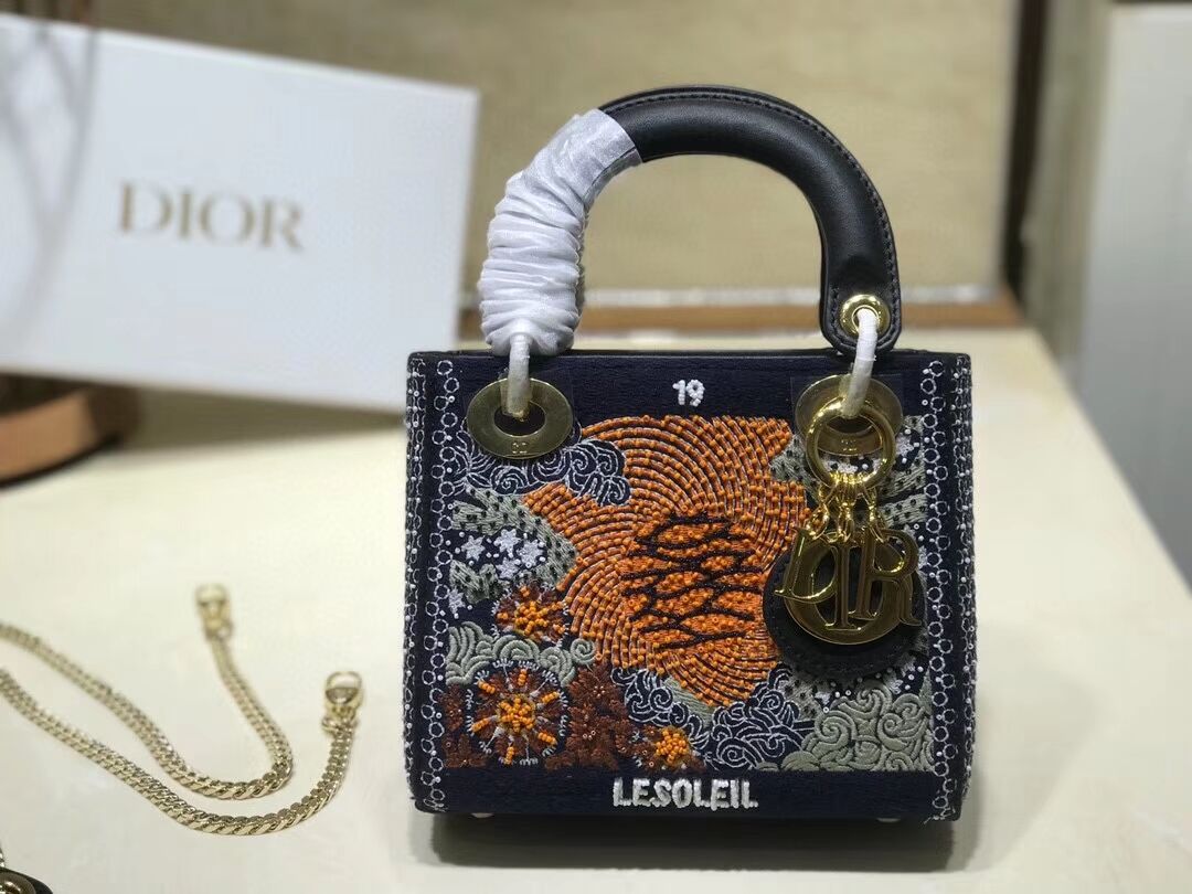 LADY DIOR embroidered cattle leather AD0168-4