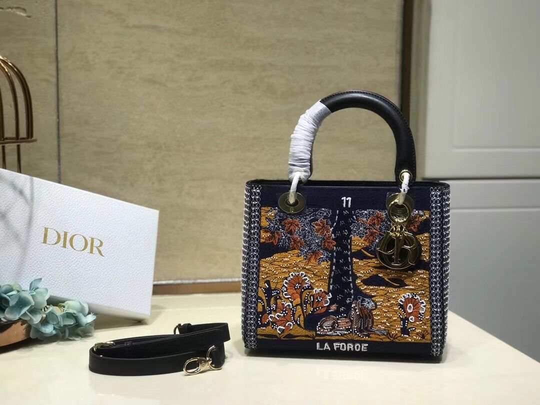 LADY DIOR embroidered cattle leather M0565-7