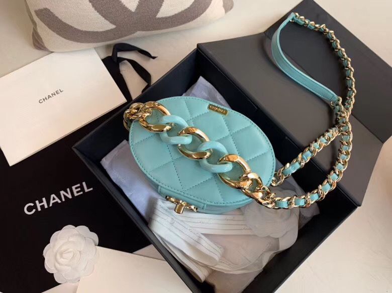 Chanel Original Leather Cosmetic Bag Resin Chain Bag C63298 Green