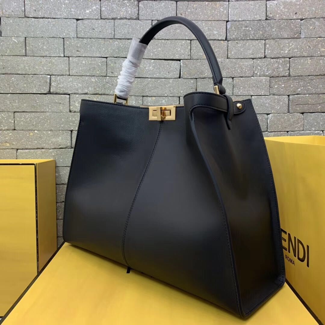 Fendi Original Leather PEEKABOO Bag 3655 Black