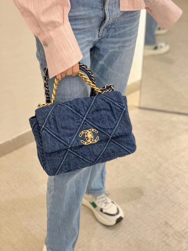 CHANEL Denim 19 Flap Bag AS1160 blue