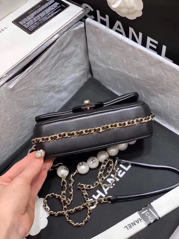 Chanel flap Imitation Pearls bag AS1436 black