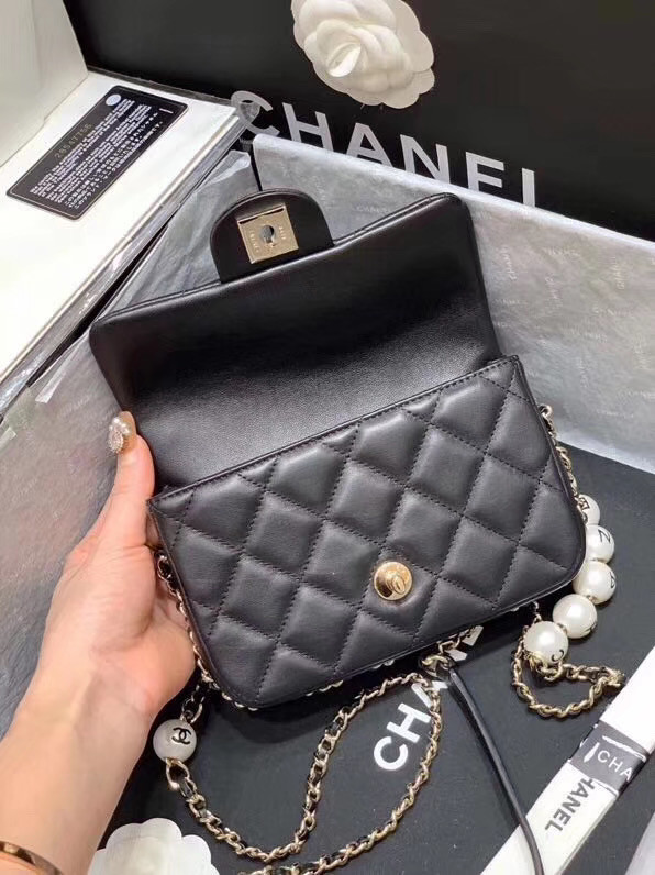 Chanel flap Imitation Pearls bag AS1436 black